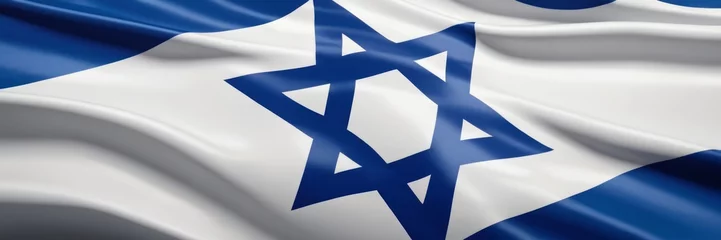 Fotobehang Israel flag waving with the wind. Generative AI. © Leifur
