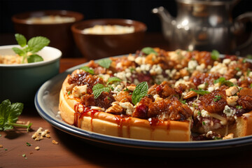 Chicago-Style Deep Dish Pizza served on a luxurious plate