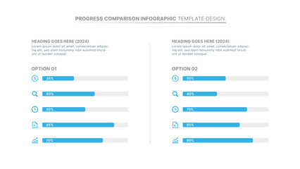 Modern Bar Chart Progress Comparison Infographic Design Template