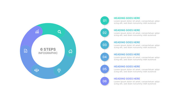 Circle Round Infographic Design Template with Six Options