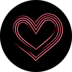 Digital png illustration of black circle with shiny heart on transparent background