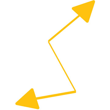 Digital png illustration of yellow zig zag double sided arrow on transparent background