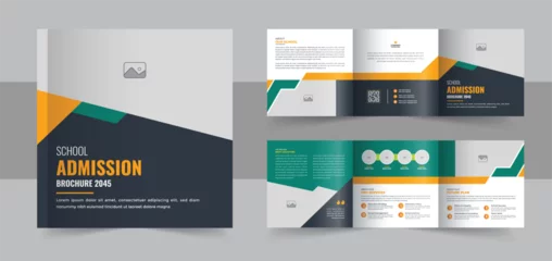 Fotobehang Square education trifold brochure design template layout, school admission brochure design layout vector © Pavel