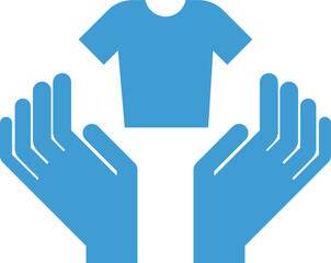Digital png illustration of blue hands and t-shirt on transparent background