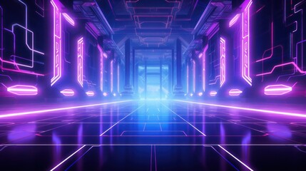 Technology street modern neon glowing background wallpaper ai generated image