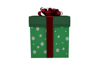 Digital png illustration of green present with red bow on transparent background