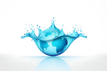 Saving water and world environmental protection concept on white background. World Water Day.