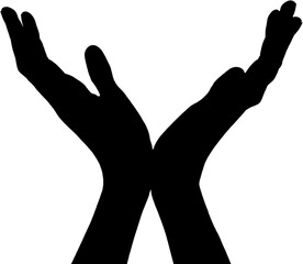 Digital png silhouette of opened hands on transparent background