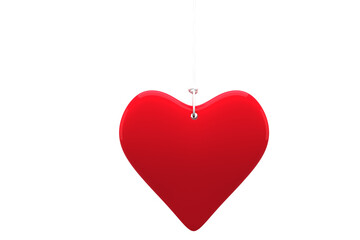 Digital png illustration of red heart hanging on white string on transparent background