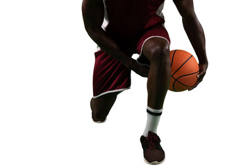 Digital png photo of low section of african american basketball player on transparent background