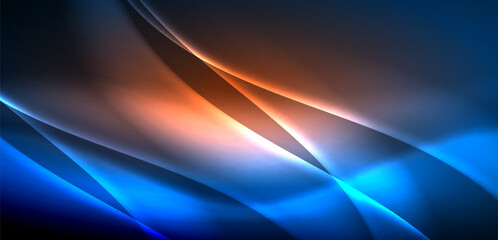 Dynamic waves in ethereal glow of neon lights. Concept merges fluidity of motion with vibrant allure of neon, crafting entrancing backdrop that embodies both vitality and futuristic sophistication