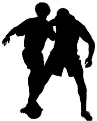 Digital png silhouette image of male football players on transparent background