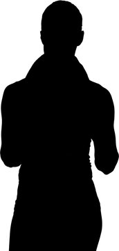 recommend clip art: Digital png silhouette image of woman wearing towel on shoulders on transparent background