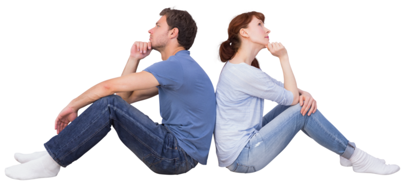 Digital png photo of thoughtful caucasian couple on transparent background