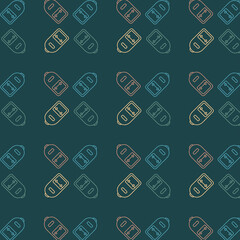 Digital png illustration of colourful pattern of repeated backpacks on transparent background