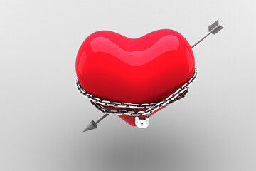 Digital png illustration of red heart with arrow on transparent background