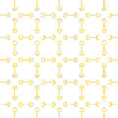 Digital png illustration of yellow pattern of repeated weights on transparent background