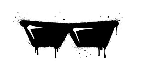 Spray painted graffiti of Glasses icon in black over white. isolated on white background. vector illustration © Receh Lancar Jaya