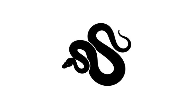 Python logo, symmetrical black silhouette of snake