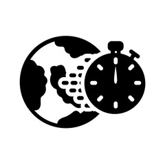 Solid black icon for Time zone