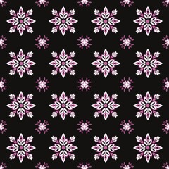 Floral seamless pattern with pink and white, black background 