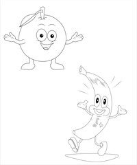  funny Fruits  colouring page for kids 