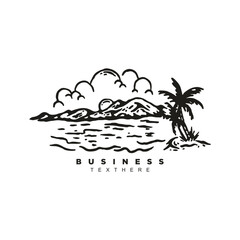 Simple linear beach summer wave vector art design illustration