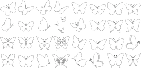 Tuinposter butterfly outline vector illustration Set © Arafat