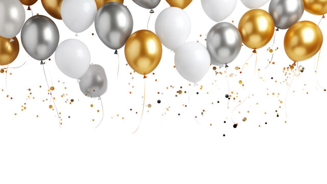 Balloons Floated. Celebration On Transparent Background. Isolated.