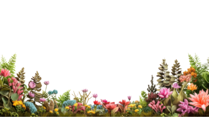 Wedding name copy space for flower text. Floral decorative message frame on transparent background. Isolated.