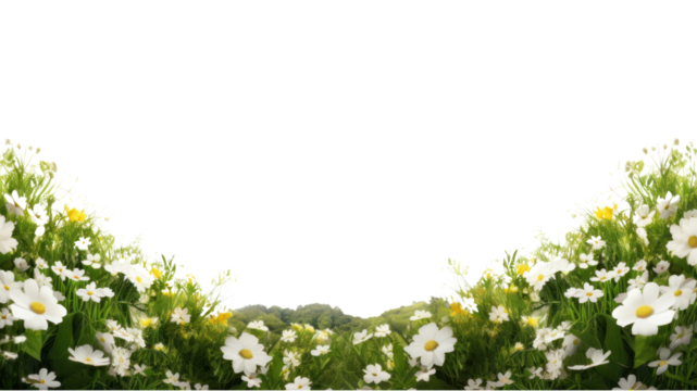 Wedding name copy space for flower text. Floral decorative message frame on transparent background. Isolated.