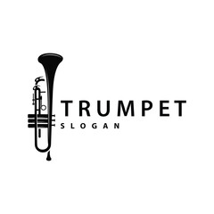 simple brand silhouette design brass musical instrument trumpet, classic jazz trumpet logo © Mayliana