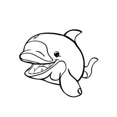 The contour of the shit of the killer whale on a white background for coloring
