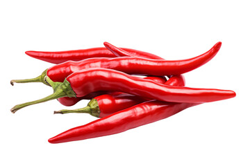a bunch of red hot chili peppers isolated on a transparent background, organic ripe chili's PNG - obrazy, fototapety, plakaty