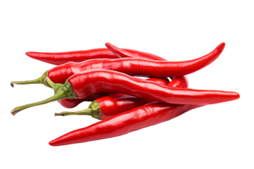a bunch of red hot chili peppers isolated on a transparent background, organic ripe chili's PNG