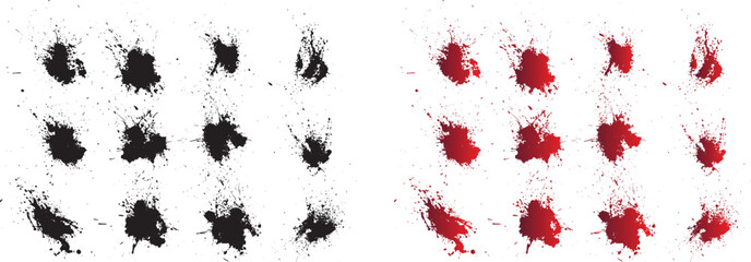 Vector collection of inked splatter black isolated background