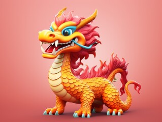 a cartoon dragon with pink mane