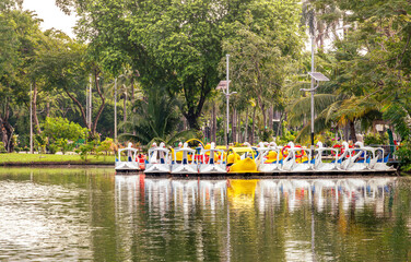 Pedal Boats at Lumpini Park Bangkok Thailand