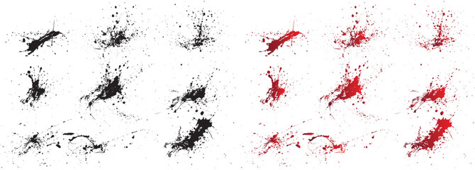 Hand drawing splatter black paint isolated background