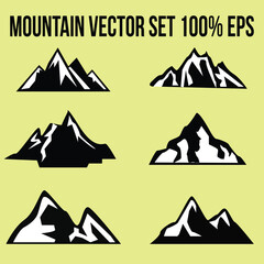 6 Mountain silhouette, set of rocky mountain silhouette. bundle vector design