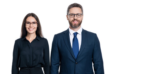 successful businesspeople in formalwear working together in business office for success isolated on white