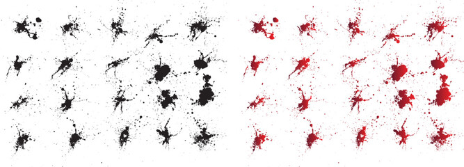 Mud black abstract ink vector splatter shape collection