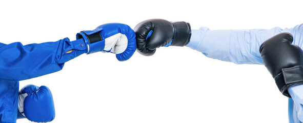 businesspeople fight against each other. business fight. business partners fighting isolated on...