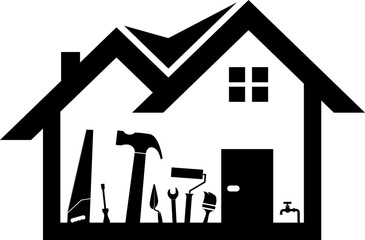 House Builder Logo,House Repair Service,Construction Building Worker Tool Handyman concept
