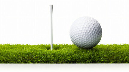 Golf ball with a olf tee on a grass