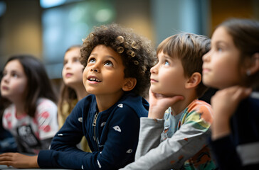 Engaged Classroom Learning: Kids Concentrated and Focused on the Lesson with Attentive Listening, Sparking Interest in School