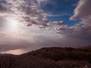Atmospheric view over the Croatian Adriatic coast with its islands at sunset.