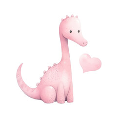 Obraz premium Watercolor of valentine's day dinosaur, love dino isolated on background.