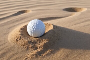 Deserted Tee: Golf Ball in Sand Trap Close-Up