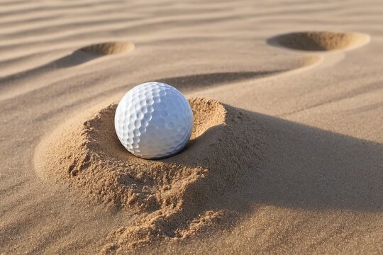 Deserted Tee: Golf Ball in Sand Trap Close-Up